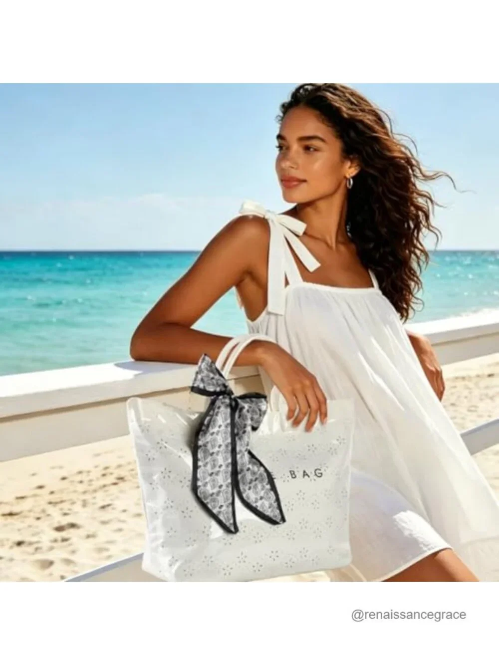 Large Waterproof PVC Tote Bag for Women with Top Handle, Letter Print Purse